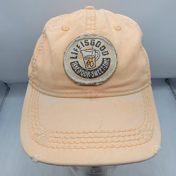 Life Is Good Take Your Sweet Time Adults Peach Orange Hat Cap Adjustable Comfort - Picture 1 of 9